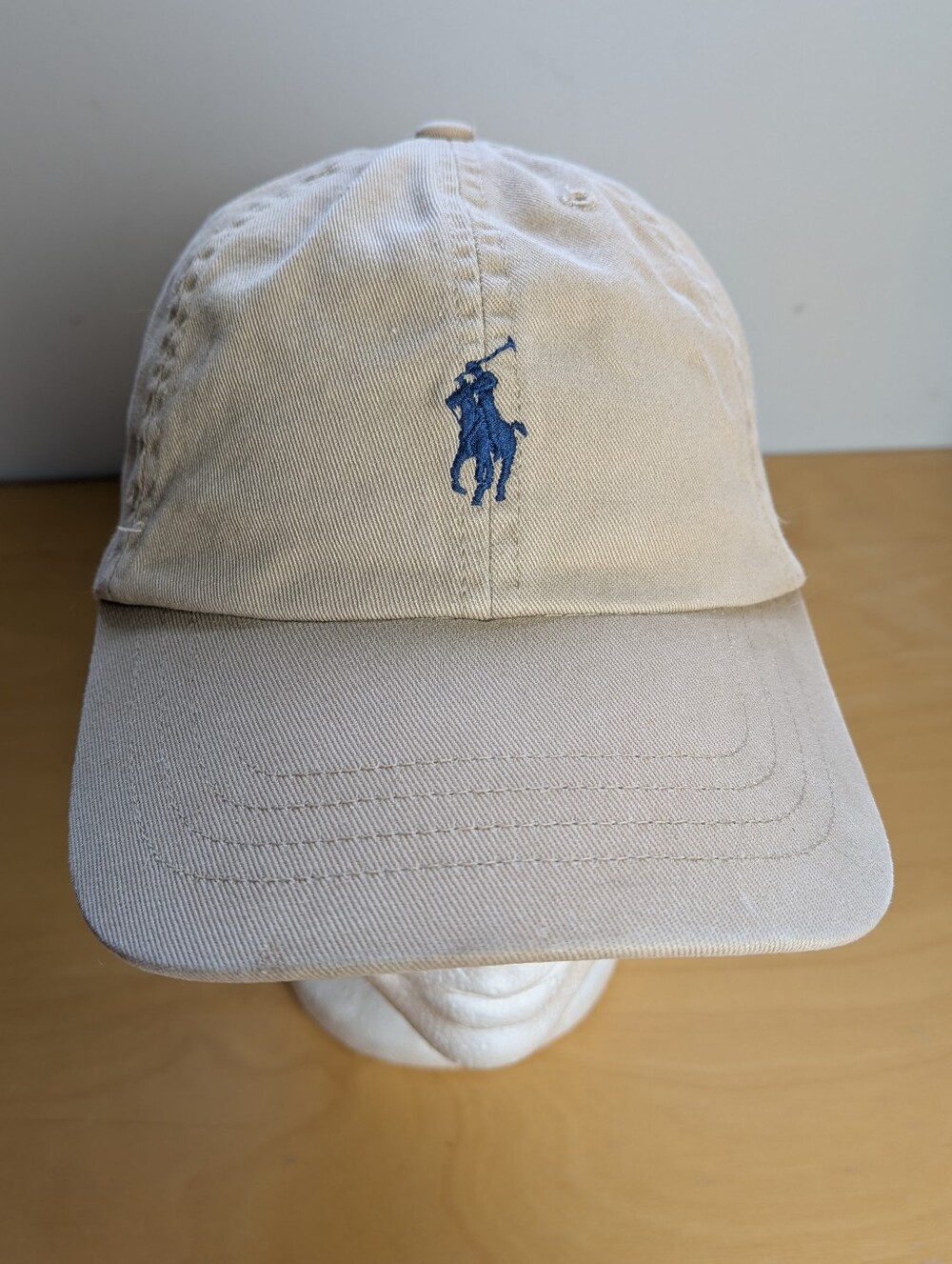 POLO RALPH LAUREN Kid Cap Beige Blue Logo Adjustable Size 4-7 100% Cotton